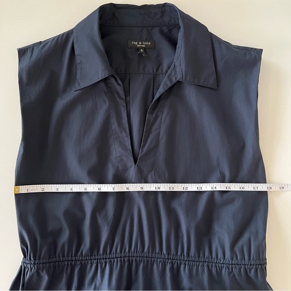 Rag & Bone Soraya 100% Cotton Cut Out Midi Dress in Navy Blue Size Large - Picture 15 of 16